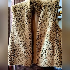 Vintage, Faux Leopard print, Reversible, slvless Jacket Vest L, Fits 12-18